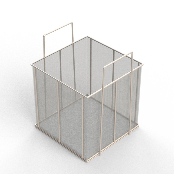 Anysizebasket Rectangular Wire Mesh Basket: 10Lx10Wx10H, 304 SS, 3/16 Rod Frame, Stacking Handles, Mesh: 8 x .047 TMT-100100100-A08S - main